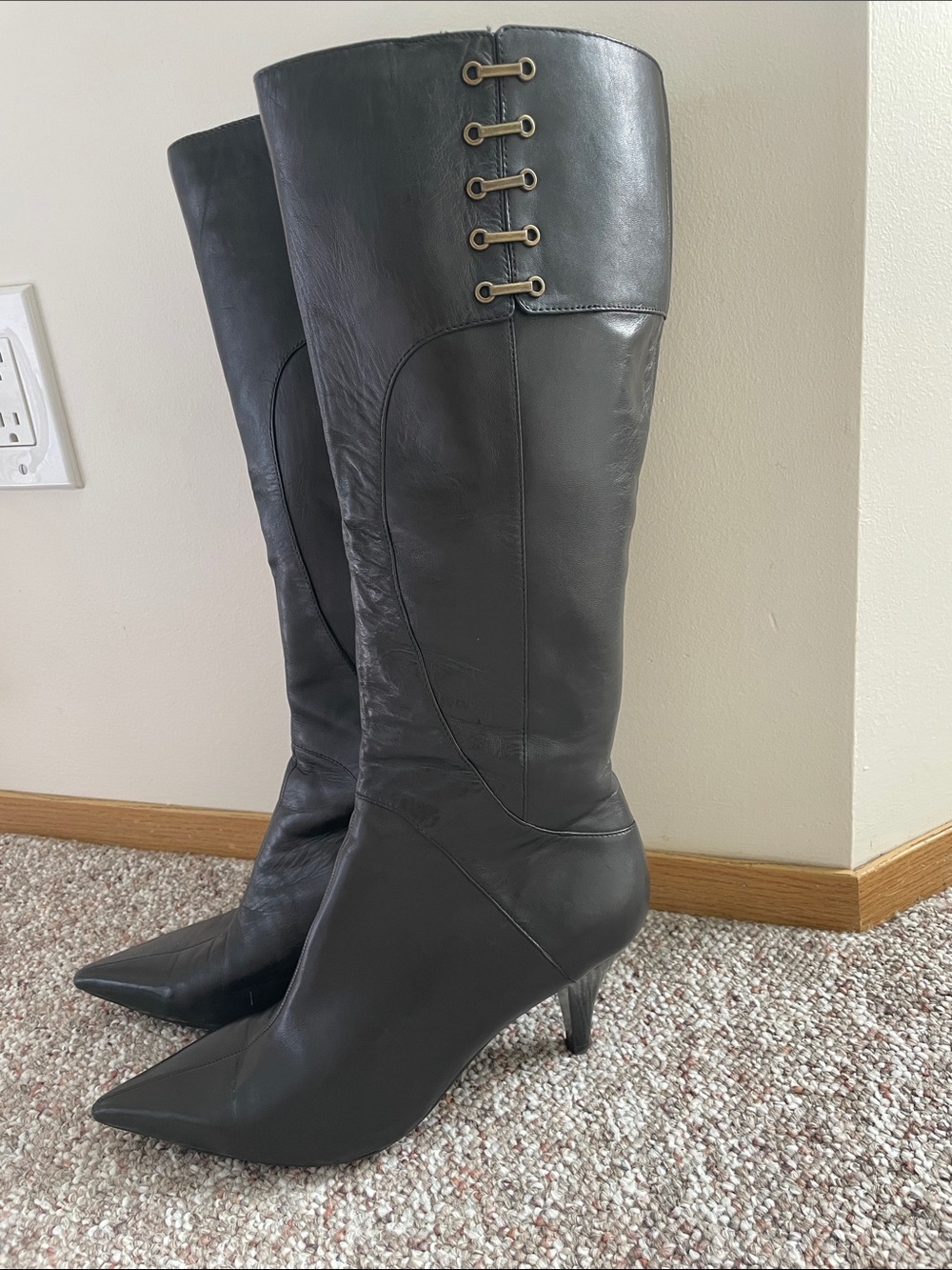 Nine West Black Over-the-Knee Pointed-Toe Stiletto Boots